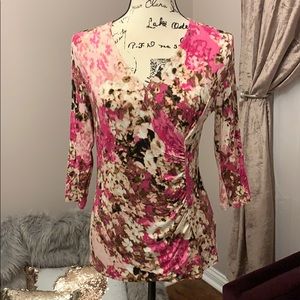 Printed Faux Wrap Top